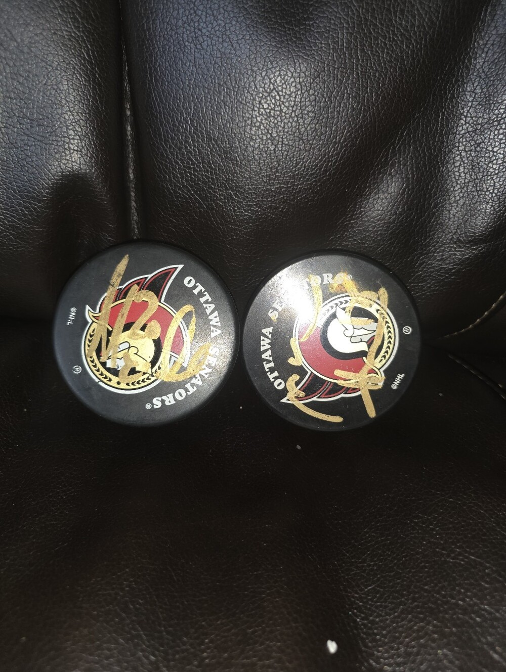 Patrick Lalime Autographed Ottawa Senators Hockey Puck